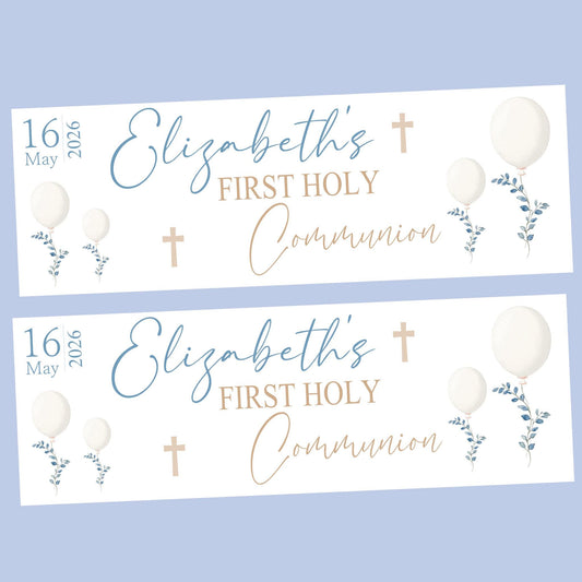 Personalised First Holy Communion Banner, Baptism Confirmation Party Decor