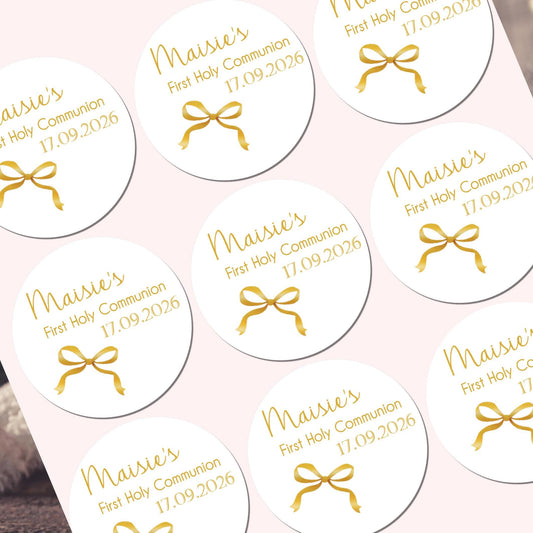Personalised First Holy Communion Stickers, Party Bag Stickers, Sweet Cone Bags Party Favours Baptism Christening