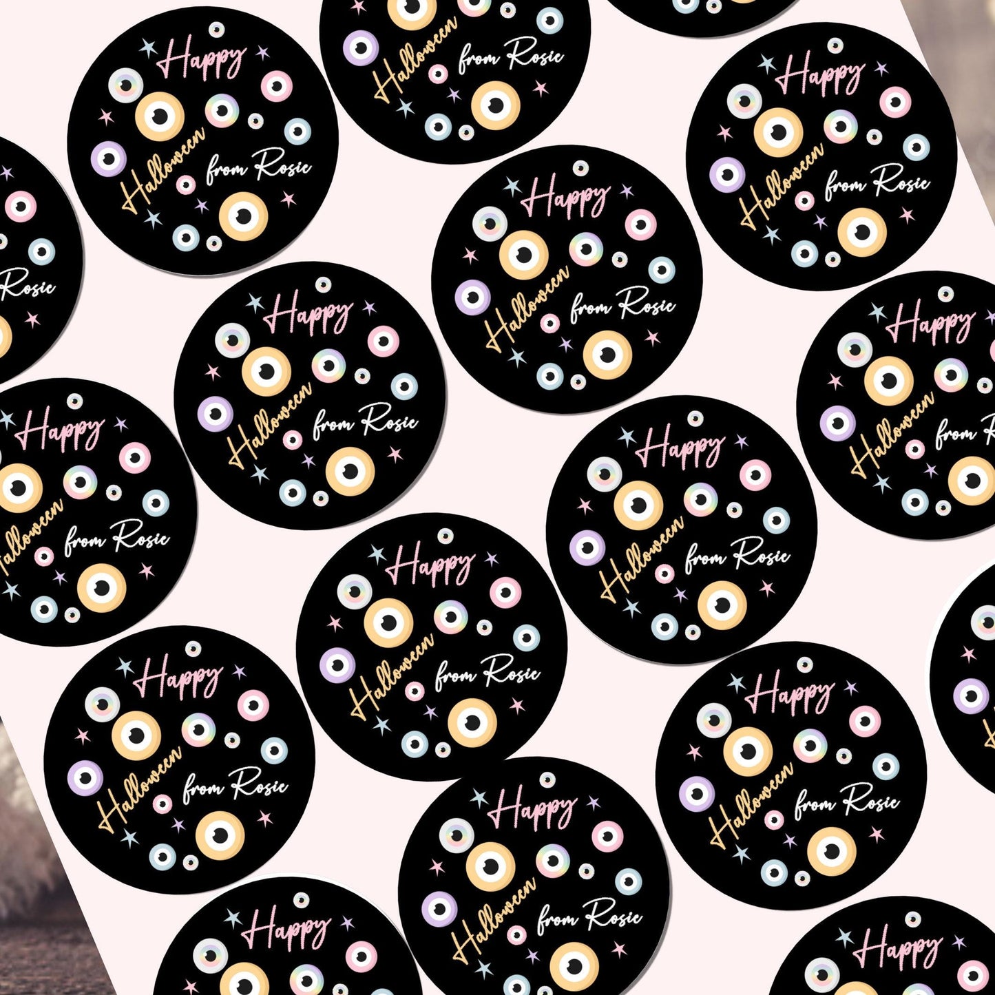 Personalised Halloween Stickers Pastel Labels for Treat Bag Trick or Treat Pastel stickers
