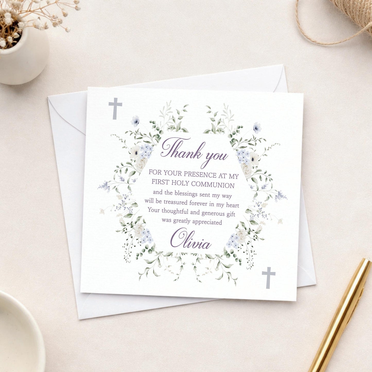 Personalised Holy Communion Thank You Cards, Balloon Design, Includes Envelopes