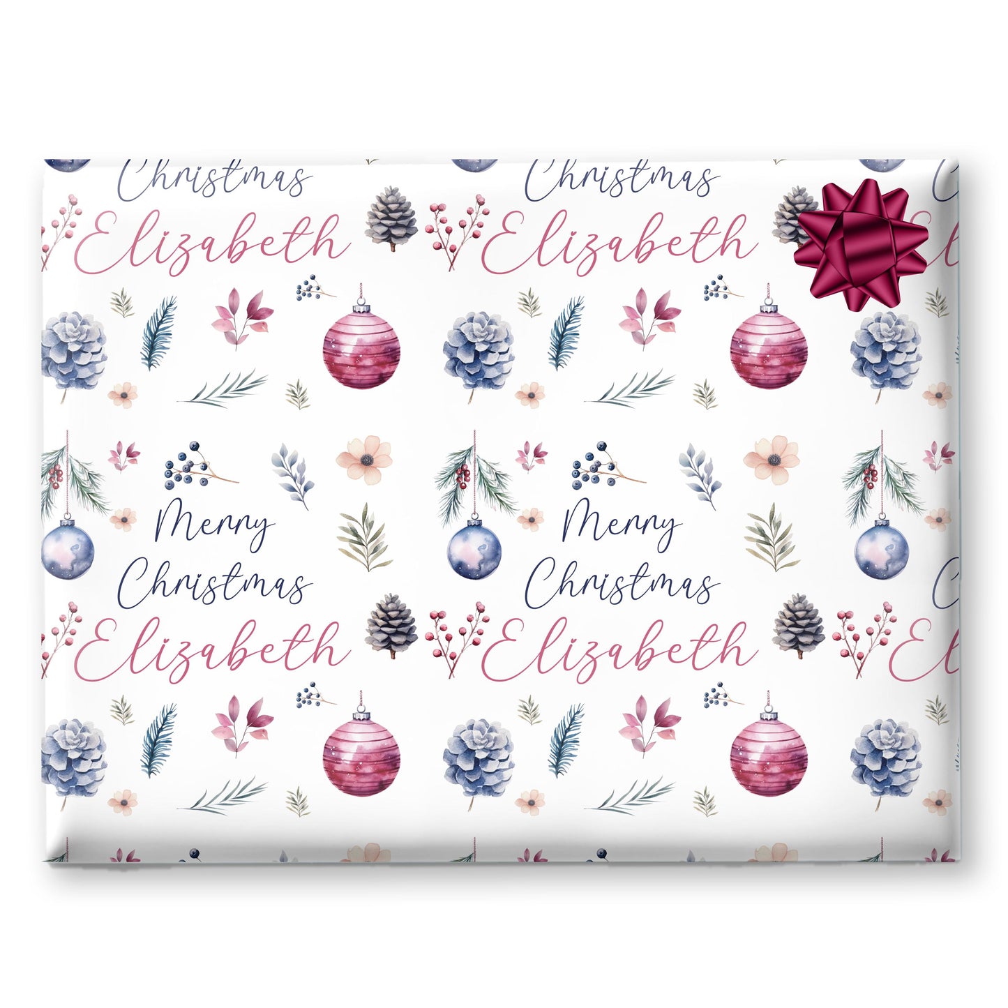 Personalised Gift Wrap For Her | Personalised Christmas Wrapping Paper | Personalised Gift Wrap | Fun Gift Wrap | Baubles Design