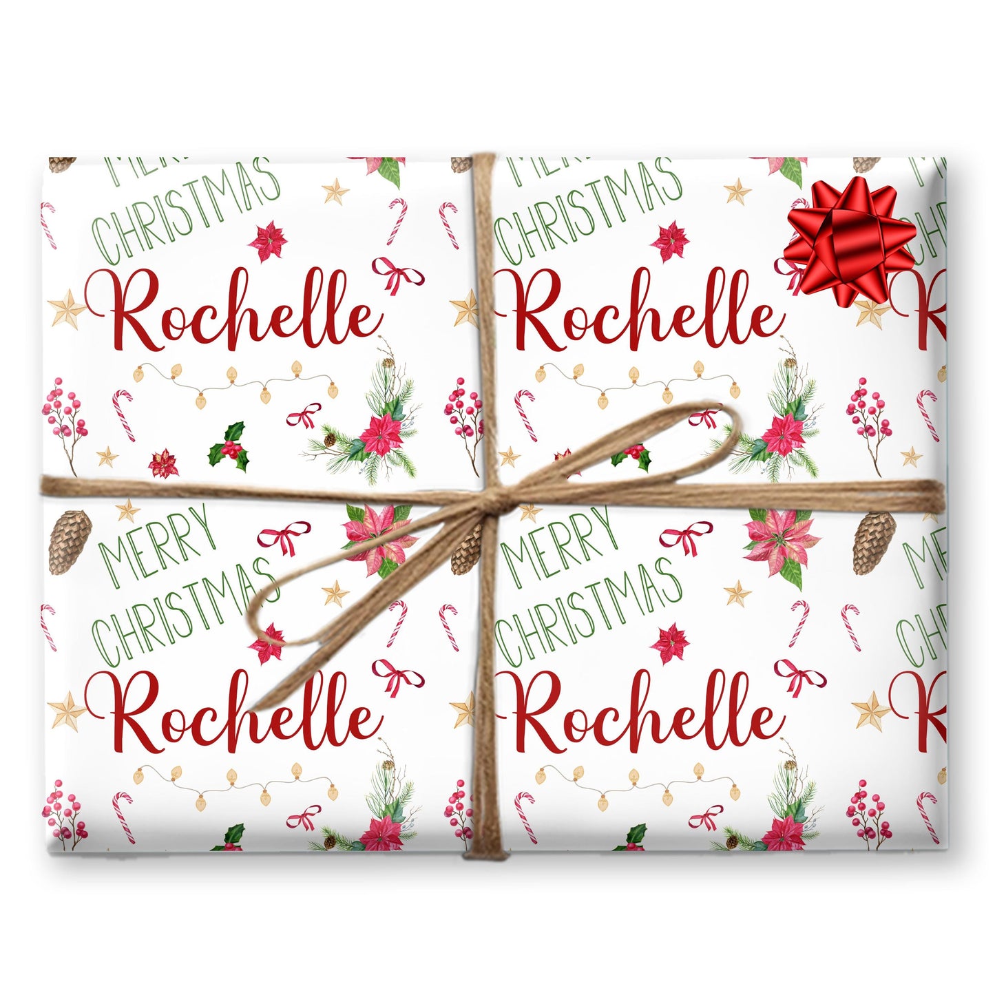 Personalised Gift Wrap | Personalised Christmas Wrapping Paper | Personalised Gift Wrap | Fun Gift Wrap | Poinsetta