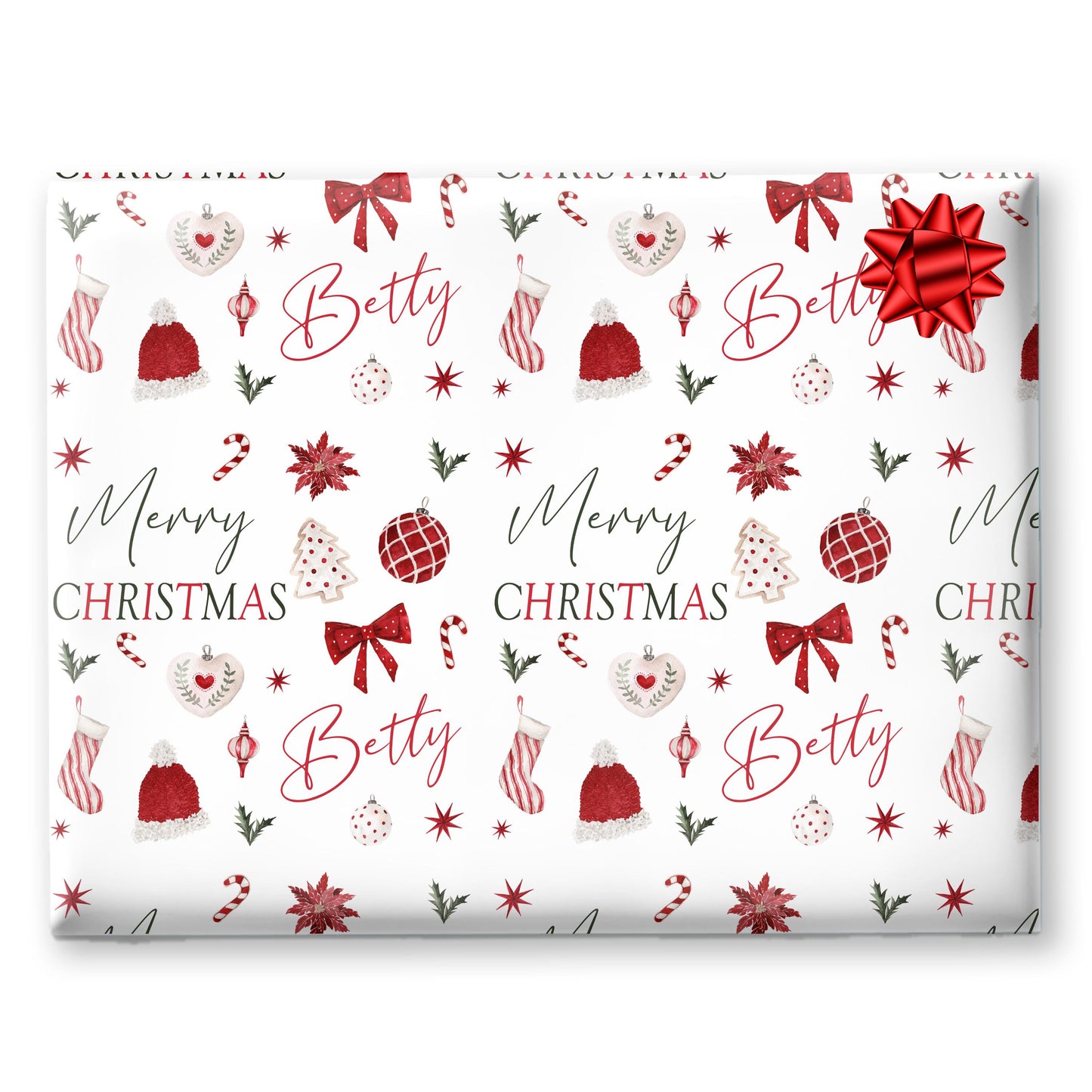 Personalised Wrapping Paper For Her, For Him, Christmas Elements Deisgn, Personalised Christmas Gift Wrap, Wife ,Gran. Mum