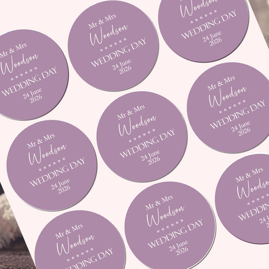 Wedding Stickers, Thank you Stickers Mr & Mrs Party Favours, Cake Seals Watercolour Design