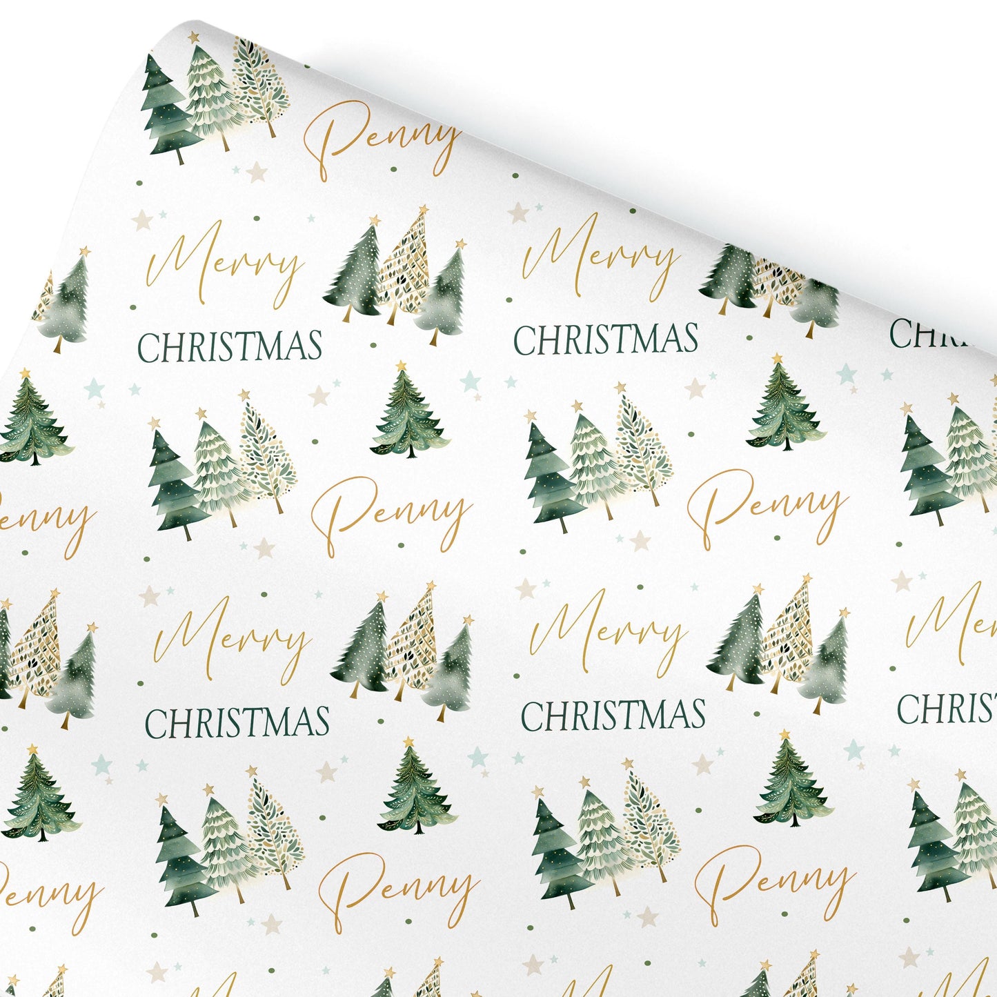 Personalised Wrapping Paper, Christmas Trees, For Her | Personalised Christmas Gift Wrap| Personalised Gift Wrap | For Him
