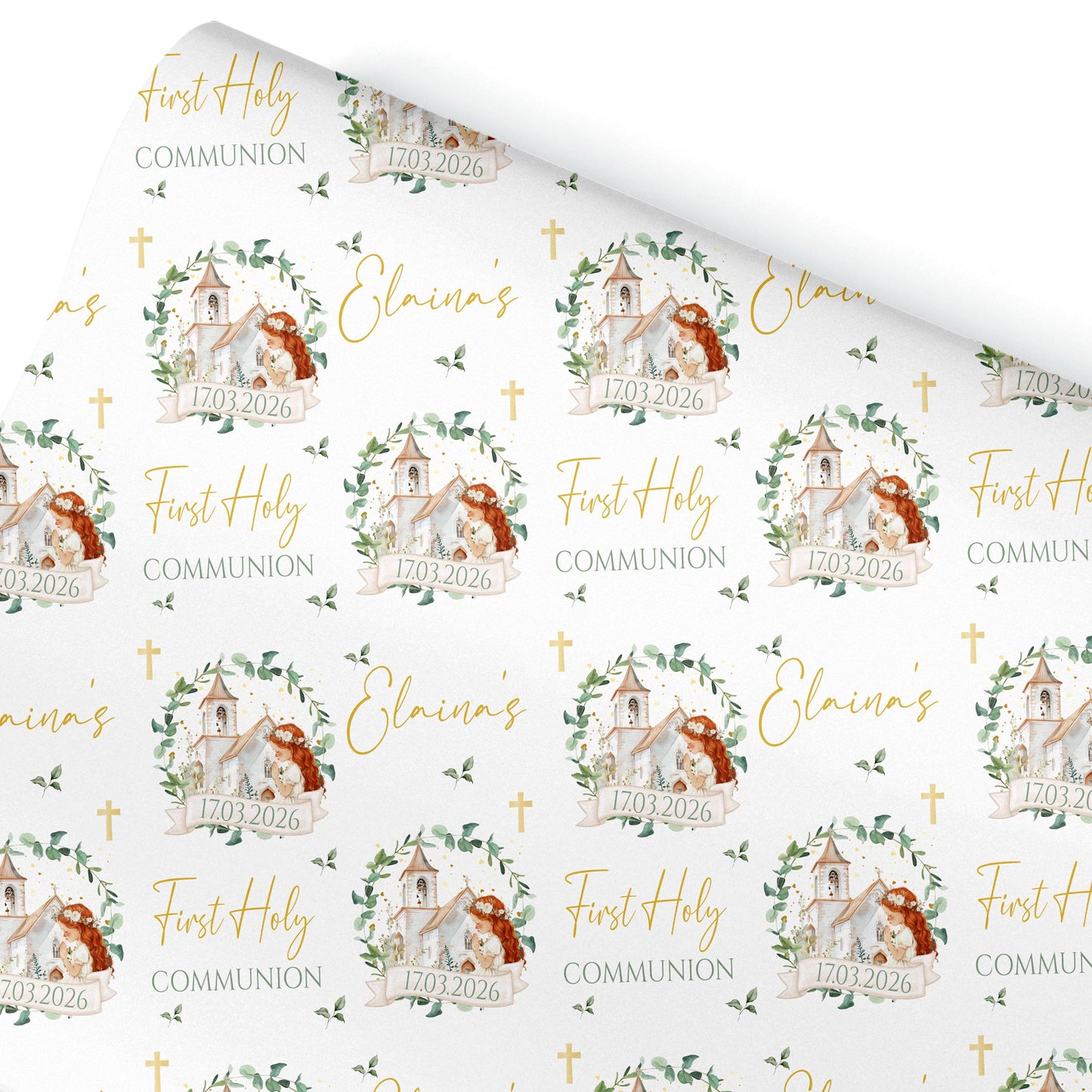 First Holy Communion Wrapping Paper – Personalised with Name & Date