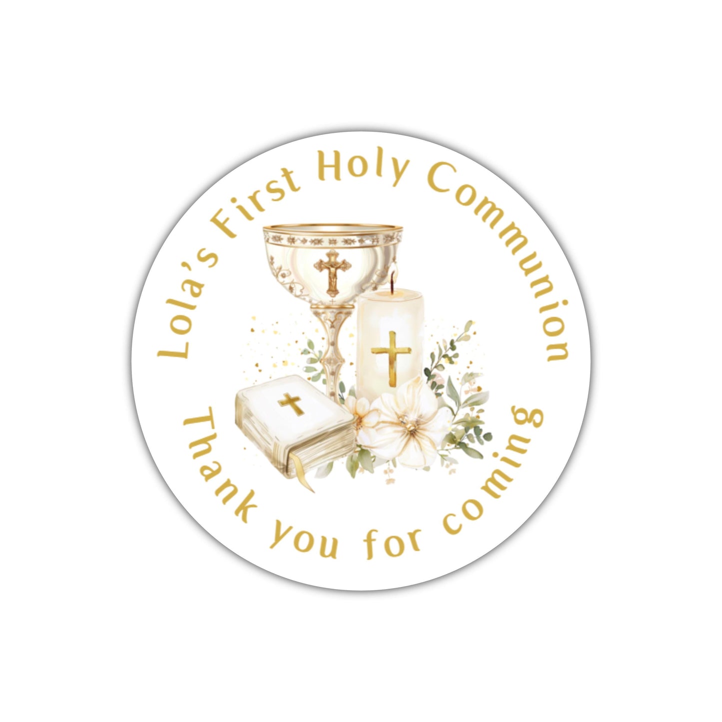 Personalised First Holy Communion Stickers, Party Bag Stickers, Sweet Cone Bags
