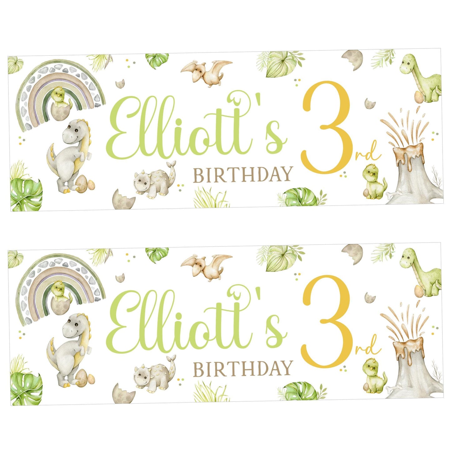 Personalised Happy Birthday Party Banner, Party Decor, Add Name Age, Dinosaurs