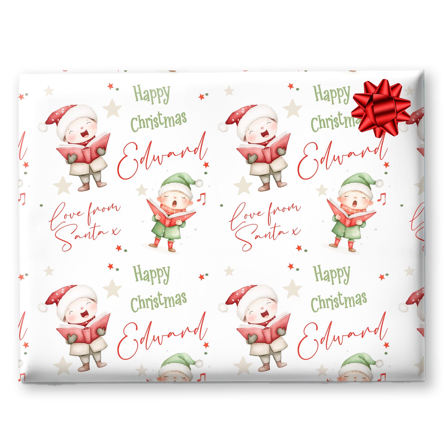 Personalised Gift Wrap | Personalised Christmas Wrapping Paper | Personalised Gift Wrap | Fun Gift Wrap | Carol Singer