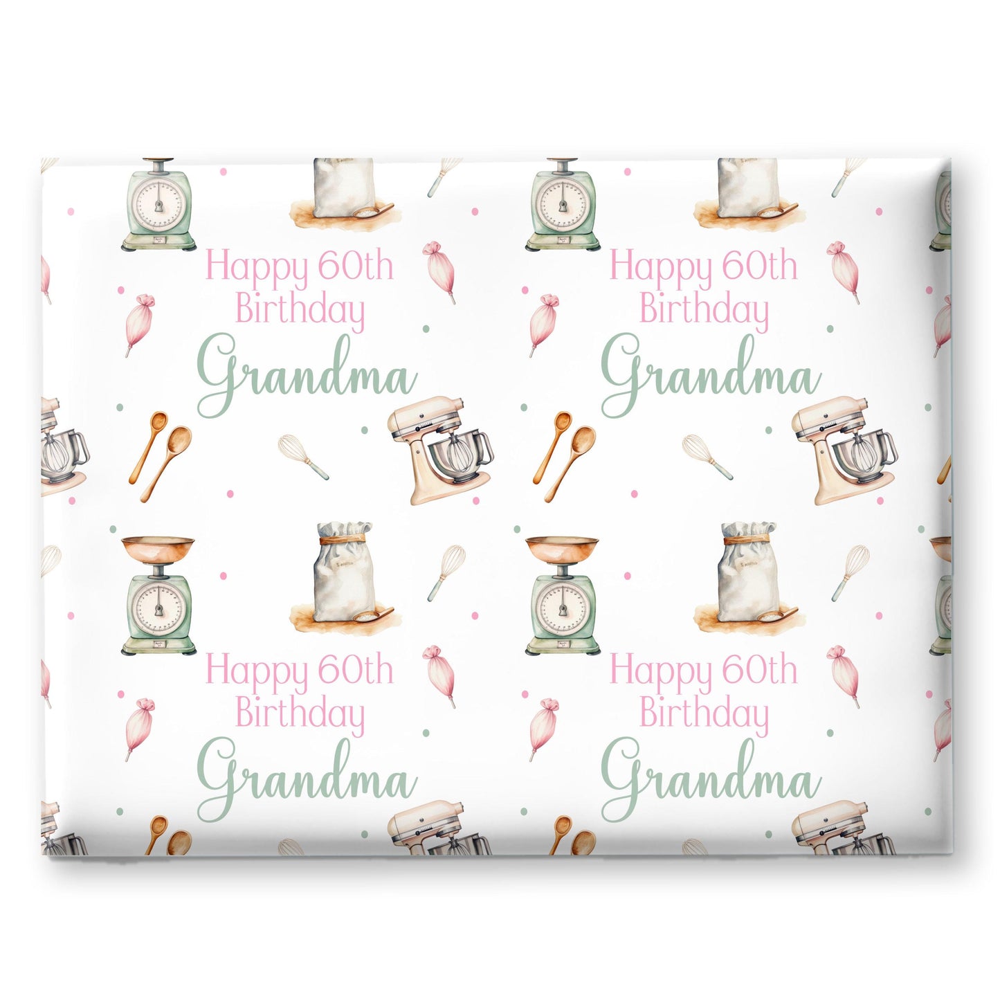 Personalised Food Baking Gift Wrapping Paper Custom Name & Cute Baking Design for Food Lovers