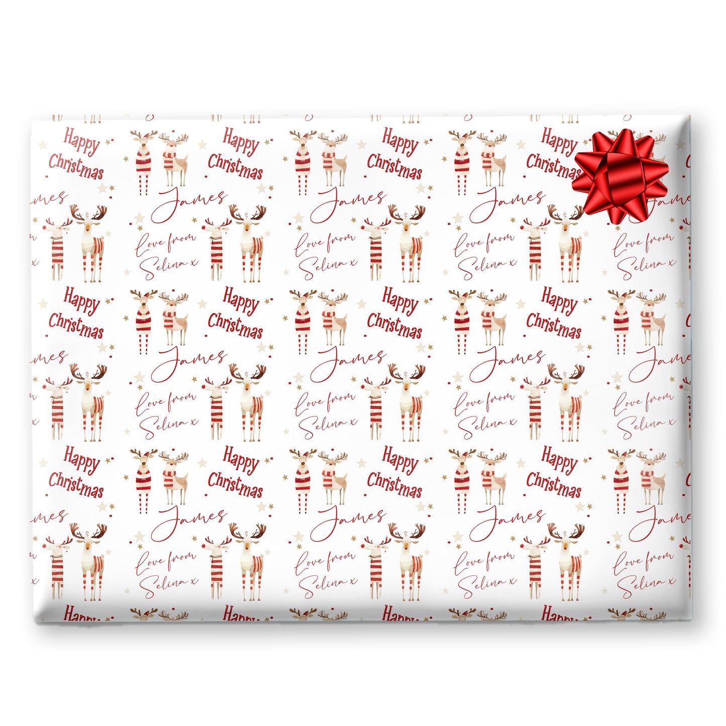 Christmas Gift Wrapping Paper,Personalised Reindeer Gift Wrap, For Her, For Him Novelty gift wrapping