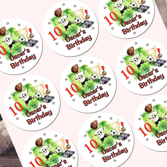 Personalised Football Birthday Stickers for Children's Party Bags