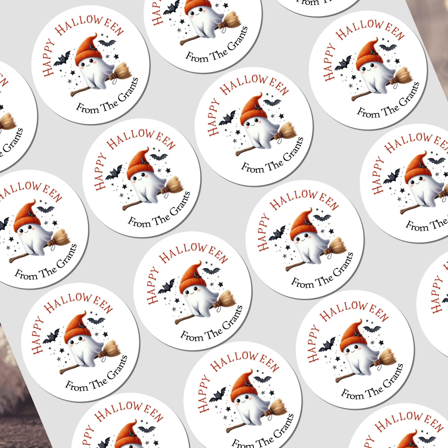 Personalised Halloween Stickers Labels for Sweet Cones Trick or Treat Bags