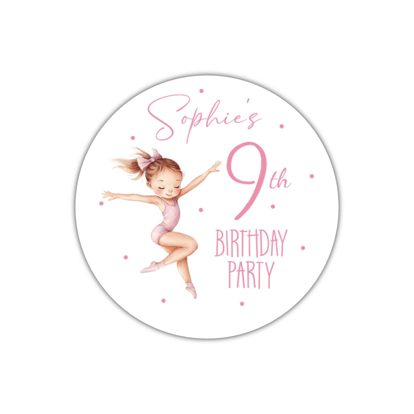Personalised Birthday Party Stickers Gymnastic girl Dancer Party Favours Party Bags girls party Ballet Stickers Dancing stickers