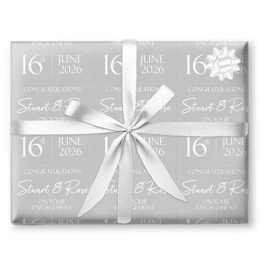 Personalised engagement wrapping paper, engagement gift wrap, celebration wrapping paper, happy couple gift