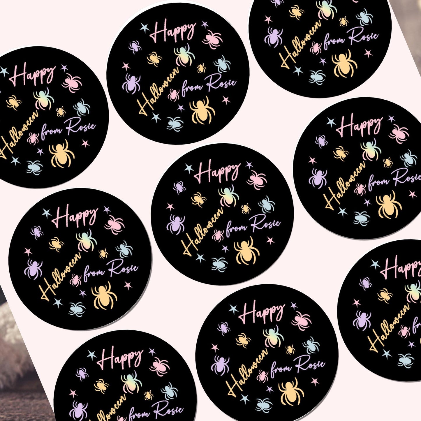 Personalised Halloween Stickers Pastel Labels for Treat Bag Trick or Treat Pastel pumpkin stickers