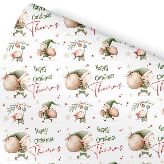 Personalised Gift Wrap | Personalised Christmas Wrapping Paper | Personalised Gift Wrap | Fun Gift Wrap | Elves