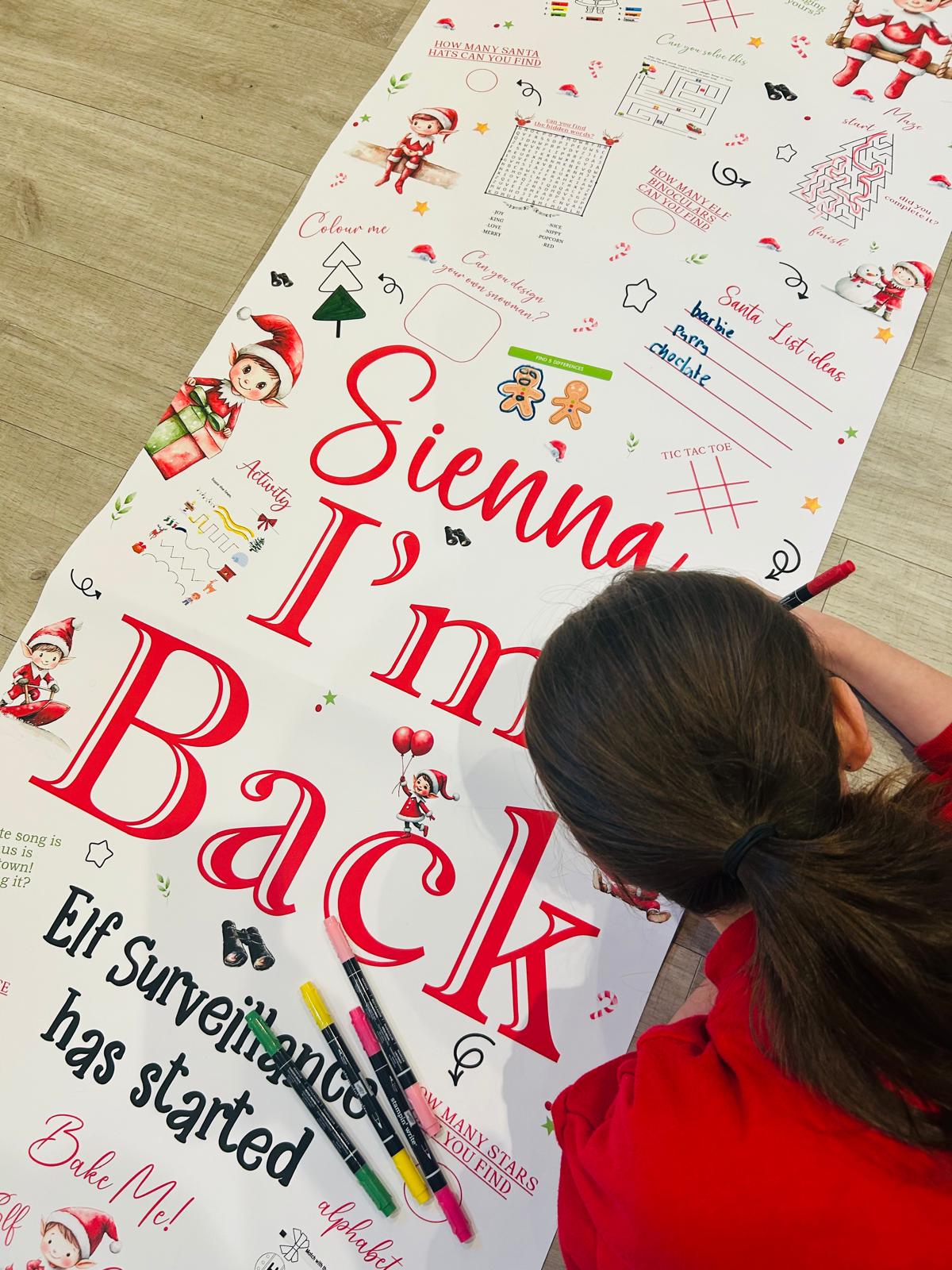 Christmas Elf Arrival Activity Banner  Elf Fun Colouring banner, Elf Banner Kids