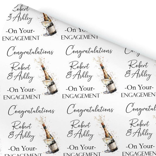 Personalised Engagement Wrapping Paper, Custom Celebration Gift Wrap