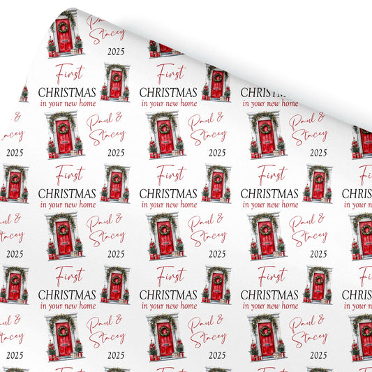Personalised Christmas Gift Wrap – First Christmas in a New Home Design