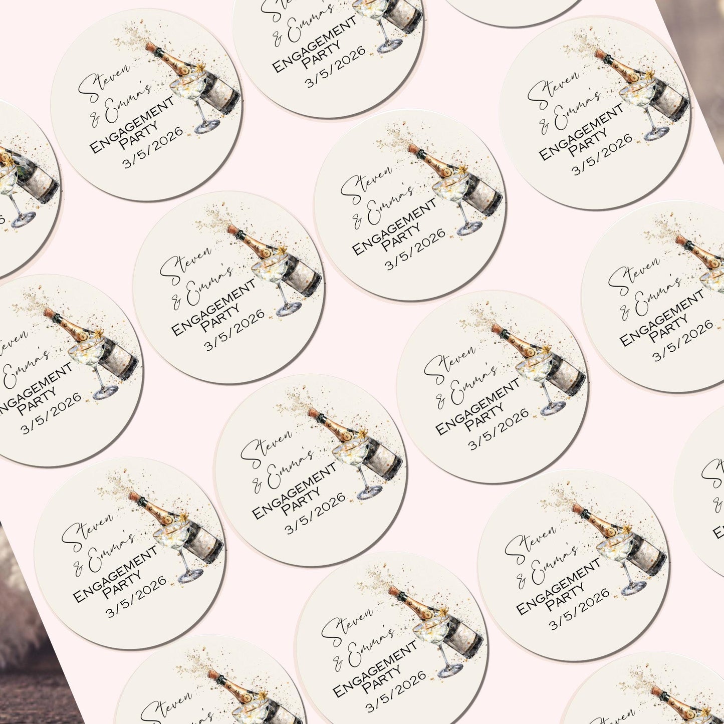 Personalised Engagement Stickers celebration stickers Cake Labels Personalised Thank you sticker Party Favour stickers