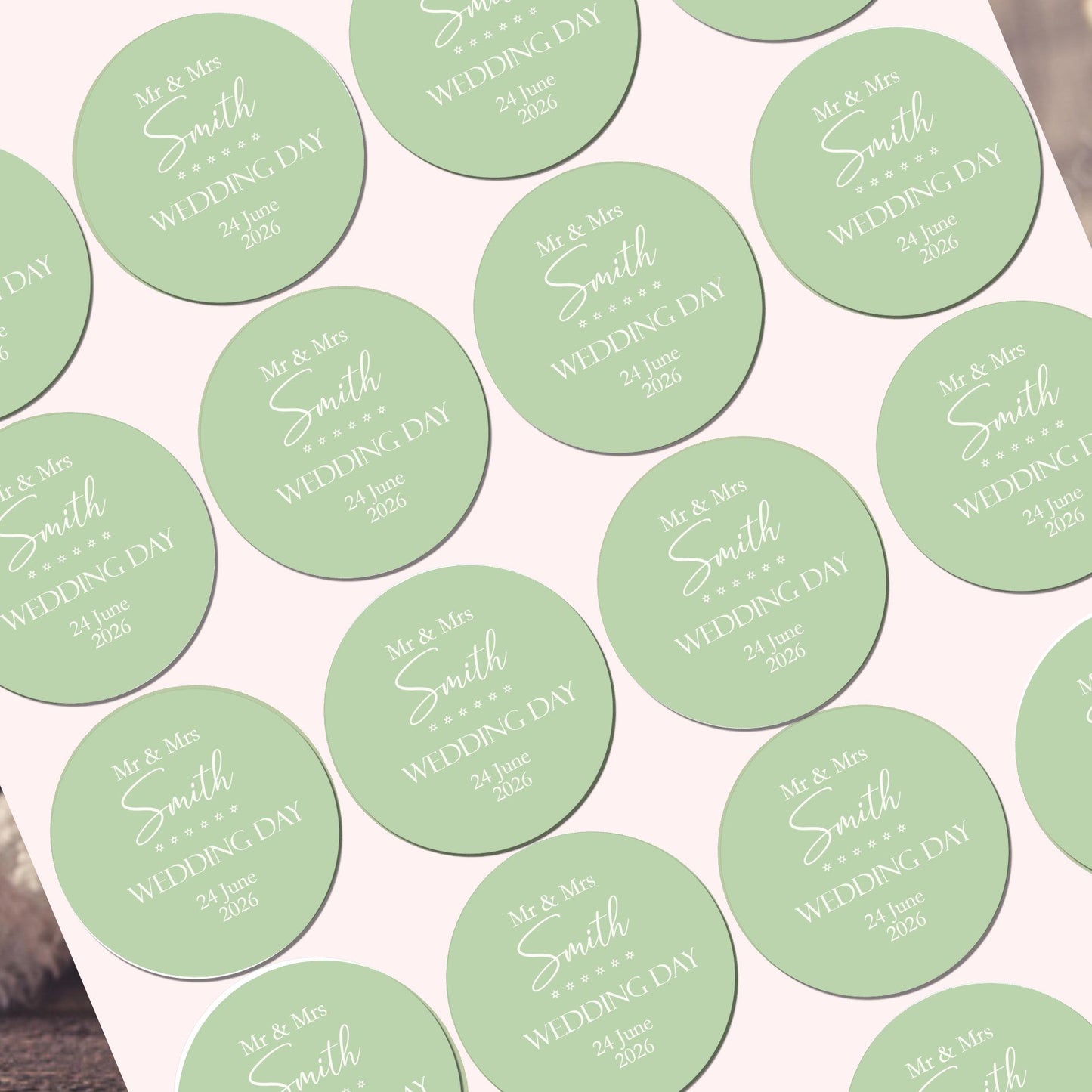 Wedding Stickers, Thank you Stickers Mr & Mrs Party Favours, Cake Seals Watercolour Design