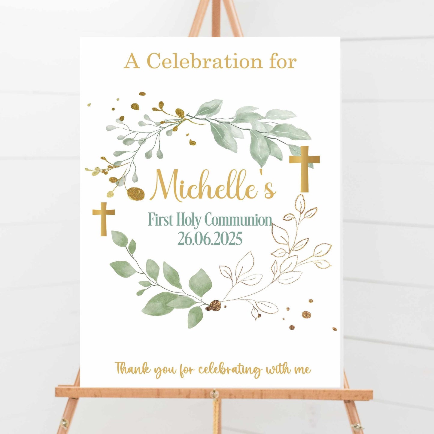 Printed Personalised First Holy Communion Welcome Sign, Custom Baptism & Christening Sign