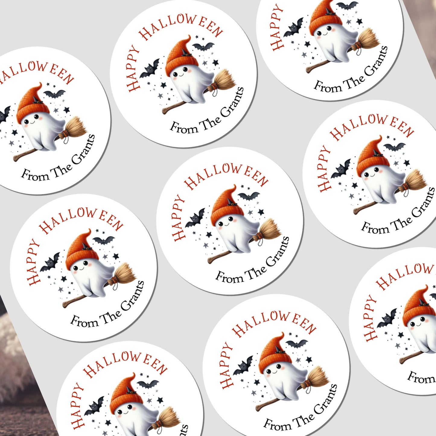 Personalised Halloween Stickers Labels for Sweet Cones Trick or Treat Bags