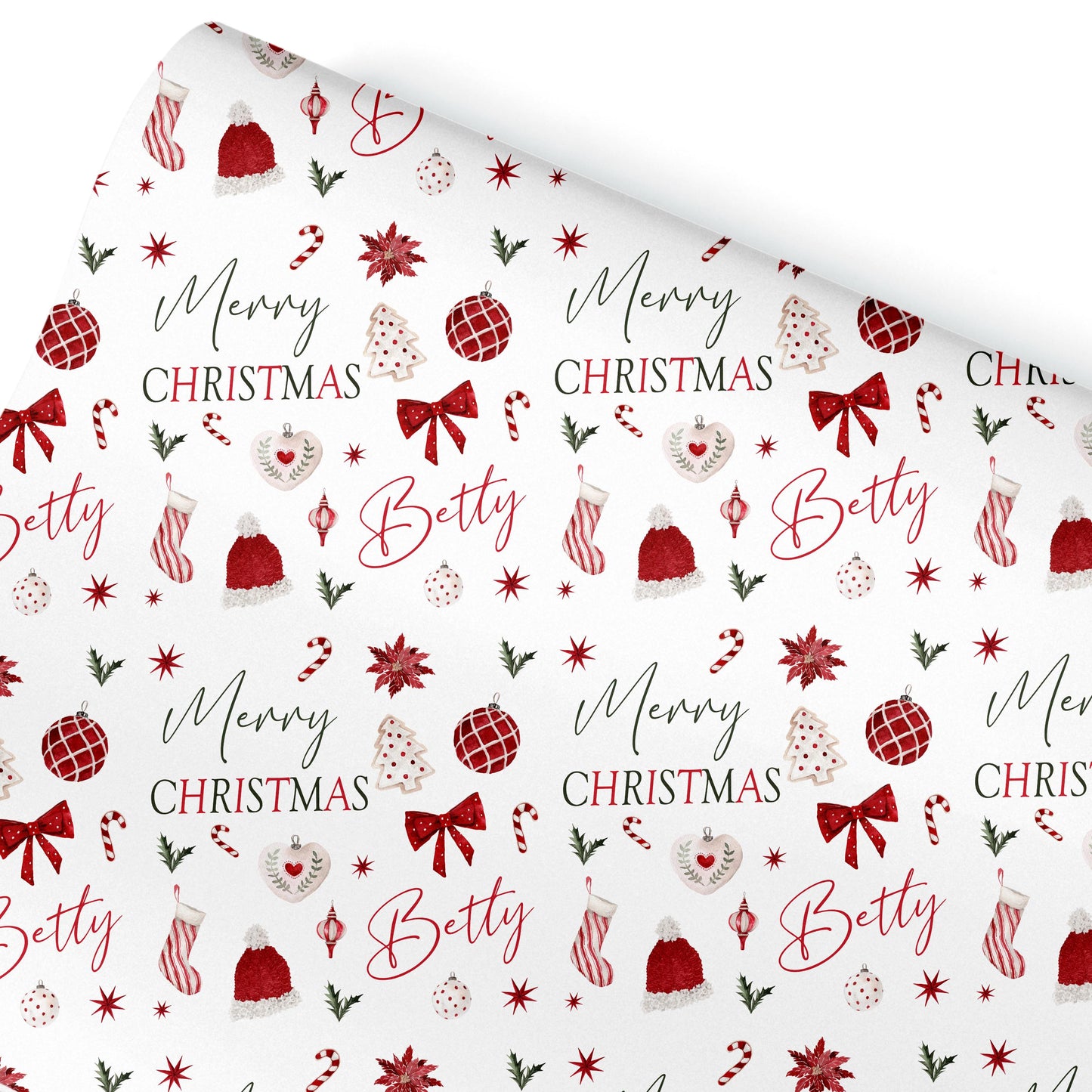Personalised Wrapping Paper For Her, For Him, Christmas Elements Deisgn, Personalised Christmas Gift Wrap, Wife ,Gran. Mum