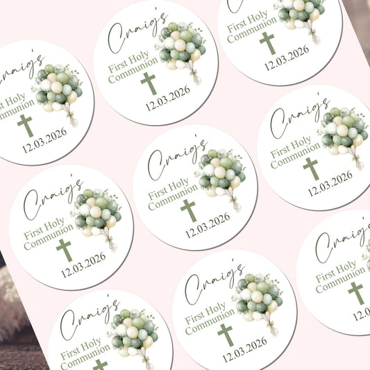 Personalized First Holy Communion Stickers, Party Favor Labels, Confirmation, Christening stickers