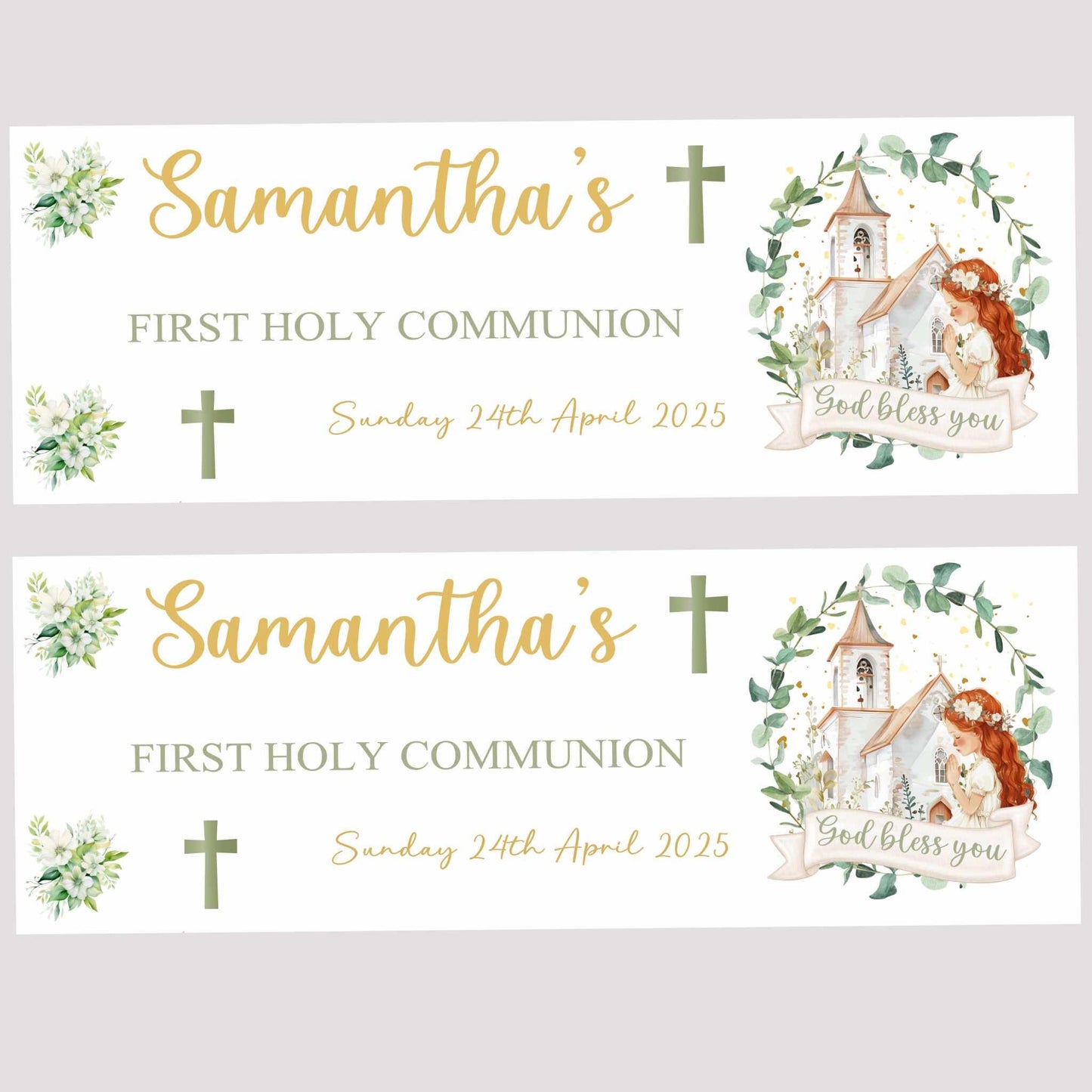 First Holy Communion Personalised Banner , Party Decor, Wall Decoration, 1st Communion or Confirmation, Christening