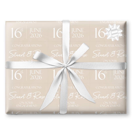 Personalised Engagement Wrapping Paper, Custom Celebration Gift Wrap