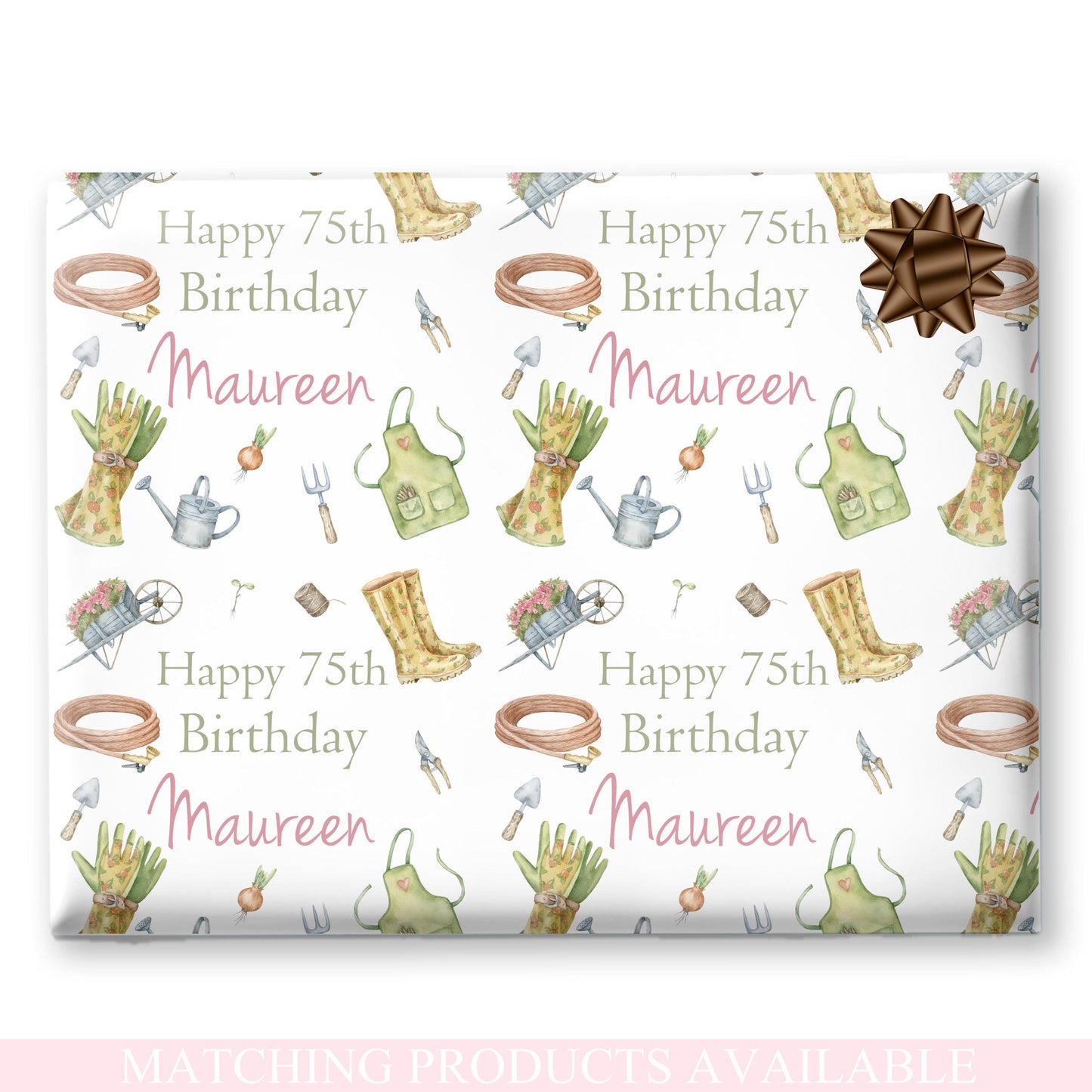 Personalised Gardening Gift Wrapping Paper – Custom Name & Floral Garden Design for Plant Lovers