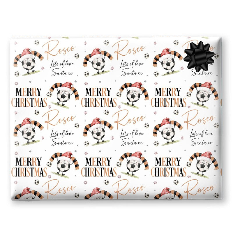 Football Christmas Wrapping Paper, Personalised Xmas Gift Wrap for Football Fans