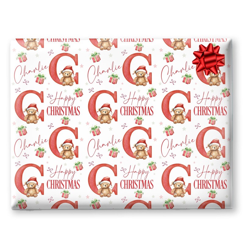 Christmas Wrapping Paper for kids, Teddy Bear Christmas Gift Wrap