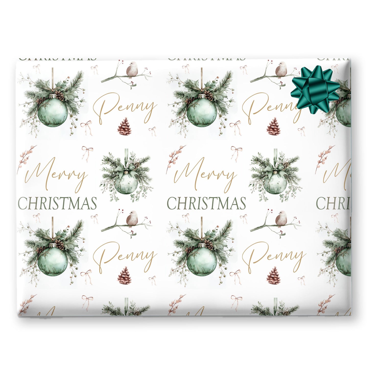 Personalised Wrapping Paper, Christmas Baubles, For Her | Personalised Christmas Gift Wrap| Personalised Gift Wrap | Nan ,Gran. Mum
