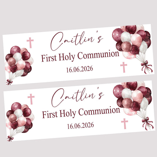 First Holy Communion Personalised Party Banners, Party Decor, Wall Decoration, 1st Communion or Confirmation