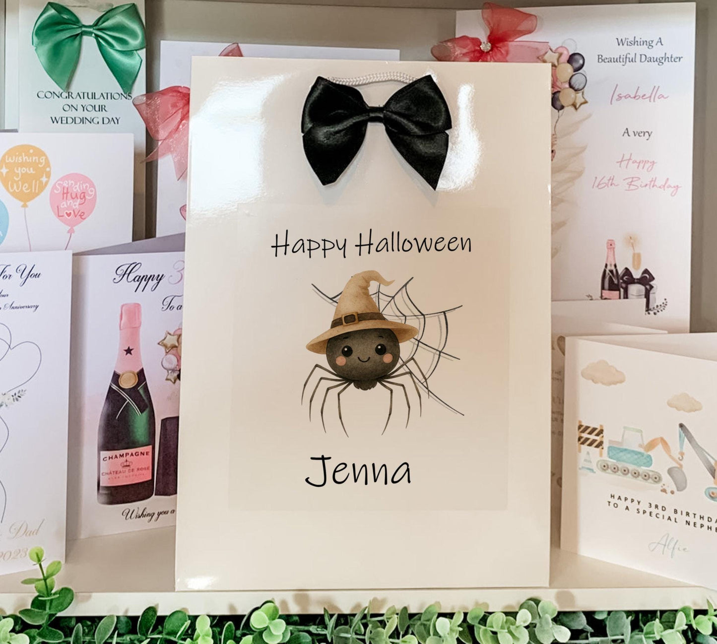 Personalised Halloween Gift Bag Son Daughter Grandson Granddaughter Spider gift bag treat bag sticker