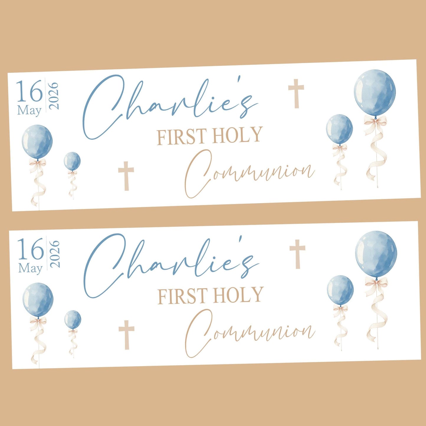 Personalised First Holy Communion Banner, Baptism Confirmation Party Decor