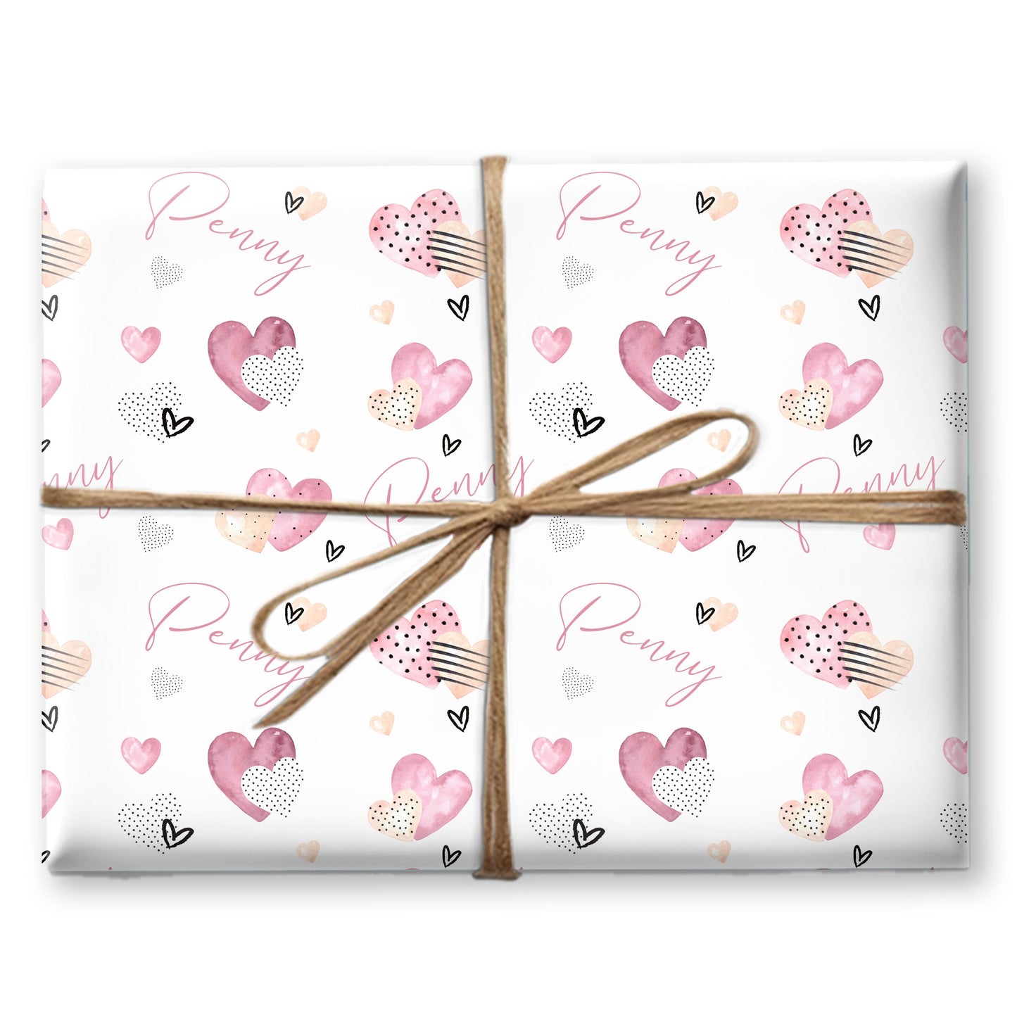 Personalised Valentines Wrapping Paper, Heart design, Valentines Gifts, Valentines gift bag, Anniversary paper, birthday gift wrapping
