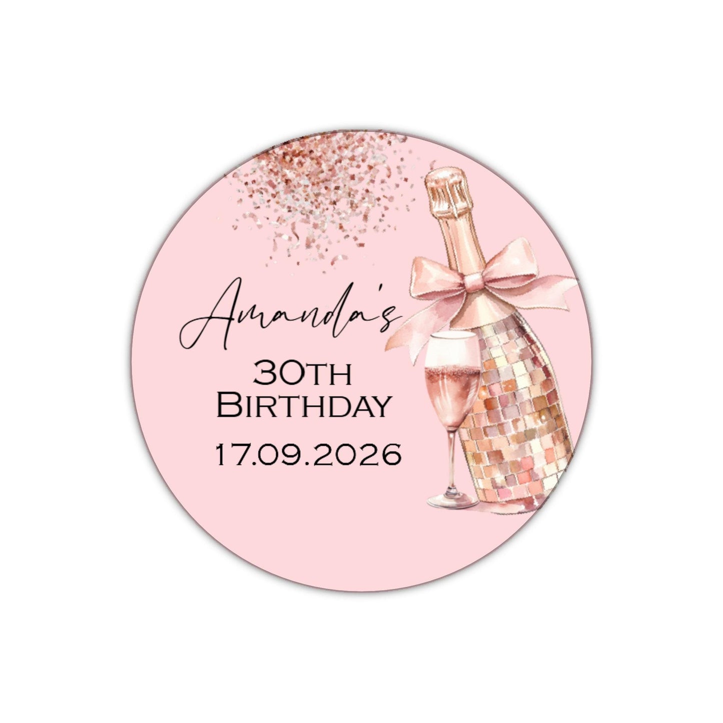 Personalised Birthday Stickers for Favours Party Bags Birthday Cake Seals Birthday Labels Celebration stickers Champagne stickers