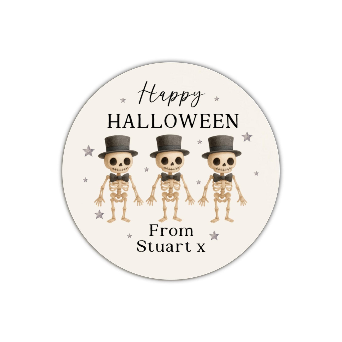 Personalised Halloween Stickers Labels for Treat Bags Trick or Treat Halloween Skeleton