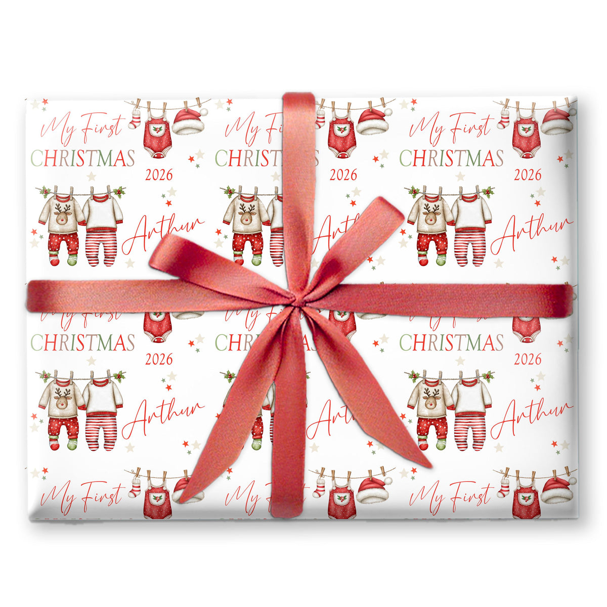 First Christmas Wrapping Paper, Baby's 1st Christmas Gift Wrap