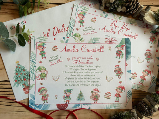 Personalised A4 Elf I'm Back letter Elf Goodbye nice list certificate christmas eve box filler Santas Good List Elf Mischief