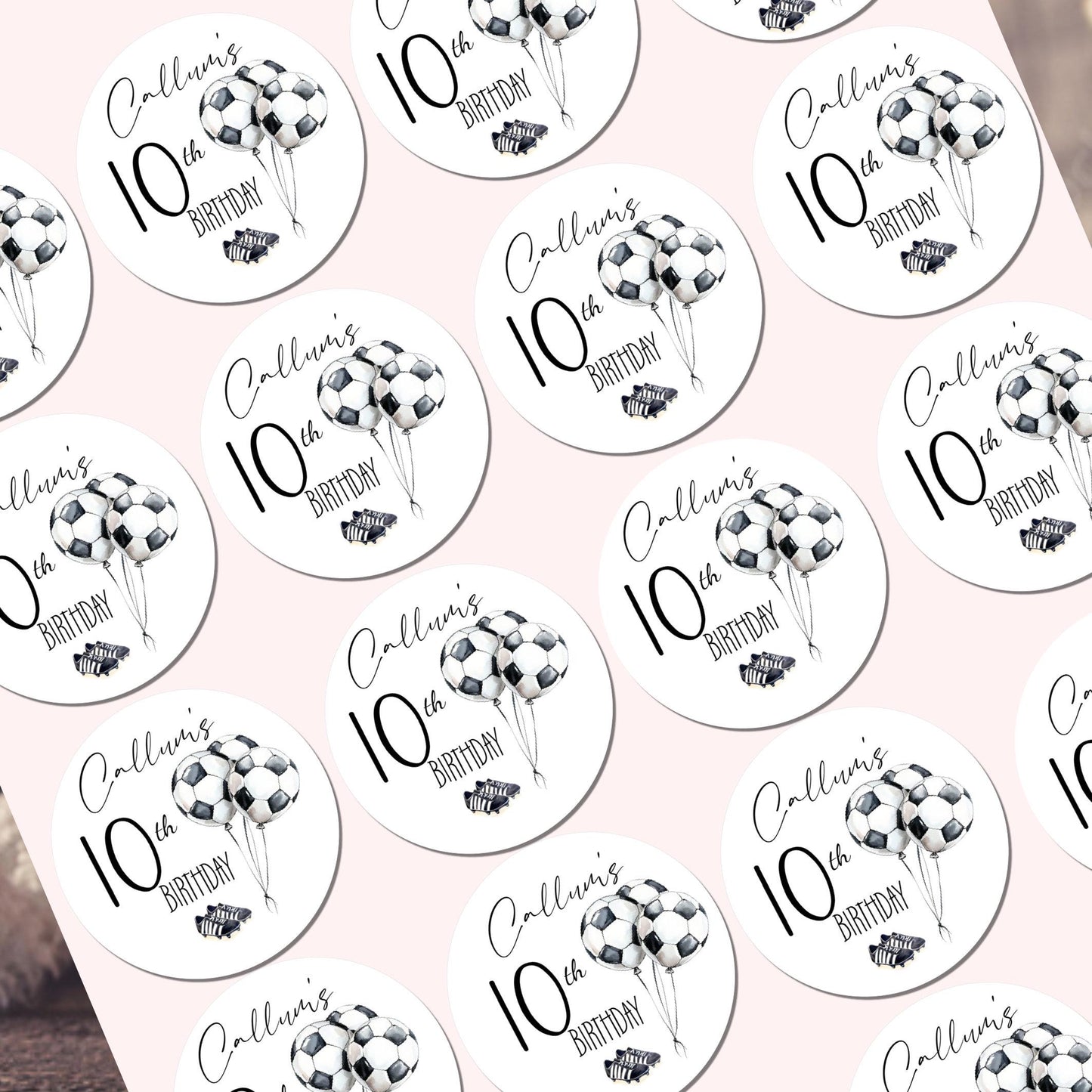 Personalised Football Birthday Stickers for Children's Party Bags