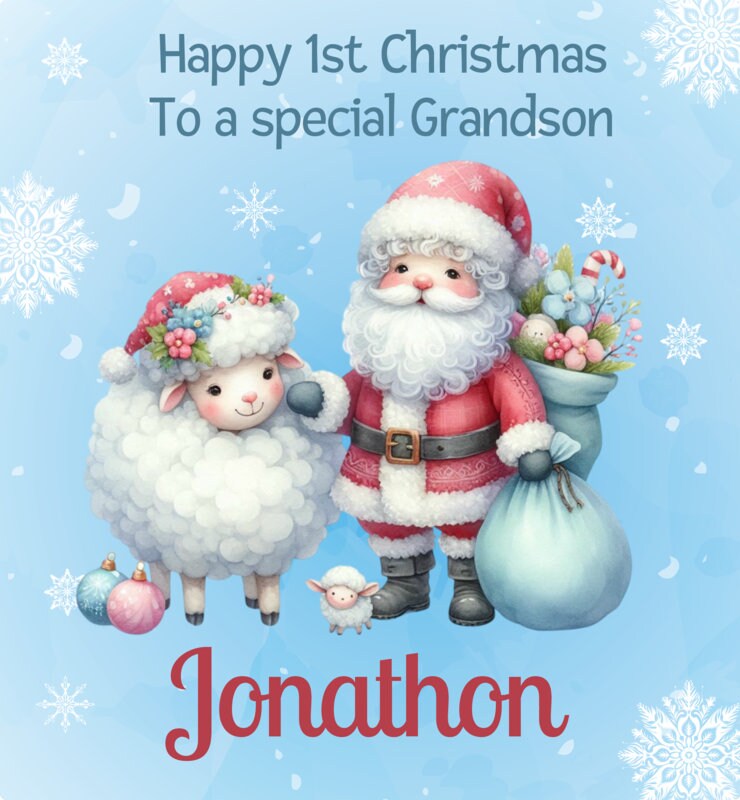 Personalised First  Christmas Gift Bag ,Personalised Santa and friends Christmas Children's  Christmas Gift Bag, Festive Gift Wrapping