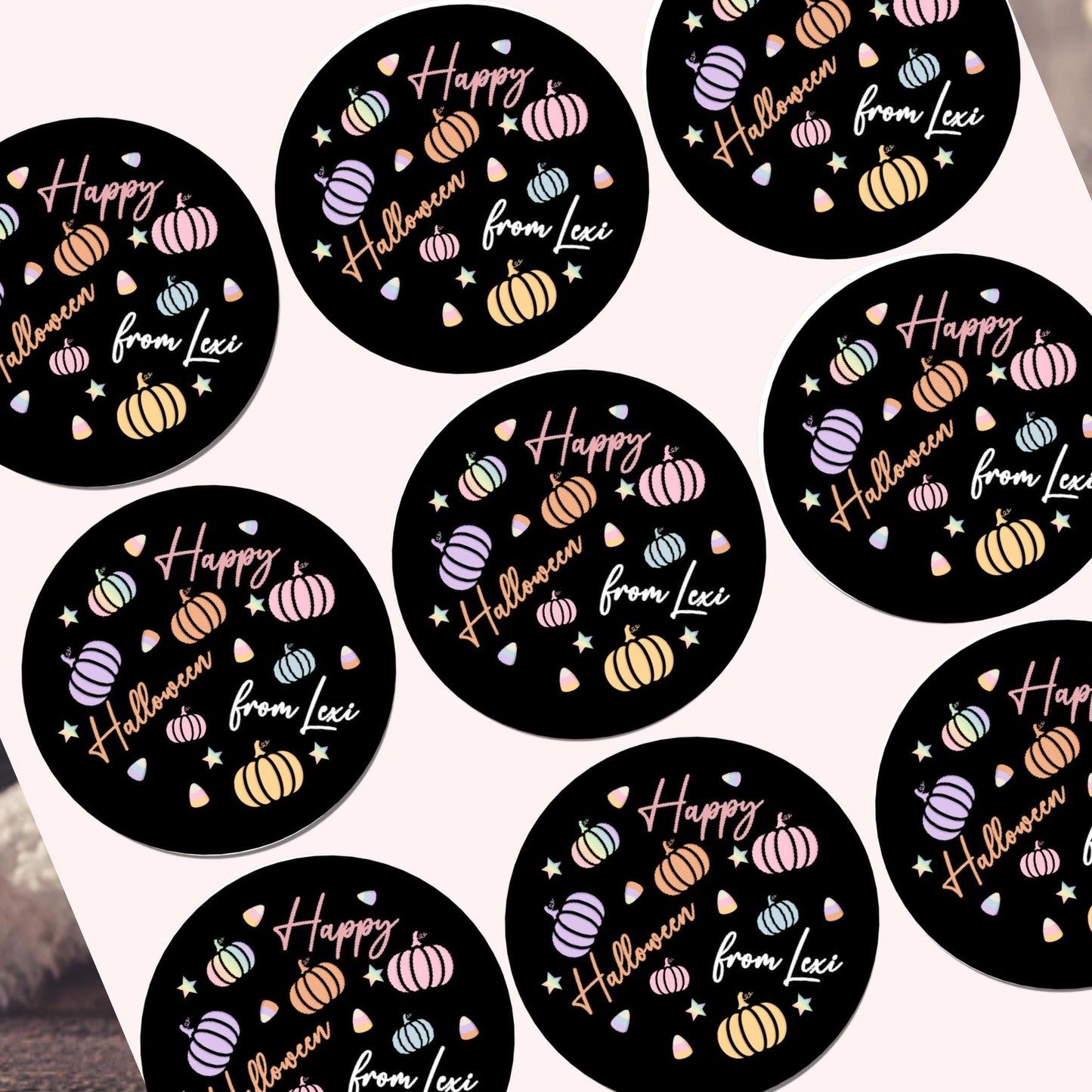 Personalised Halloween Stickers Pastel Labels for Treat Bag Trick or Treat Pastel pumpkin stickers