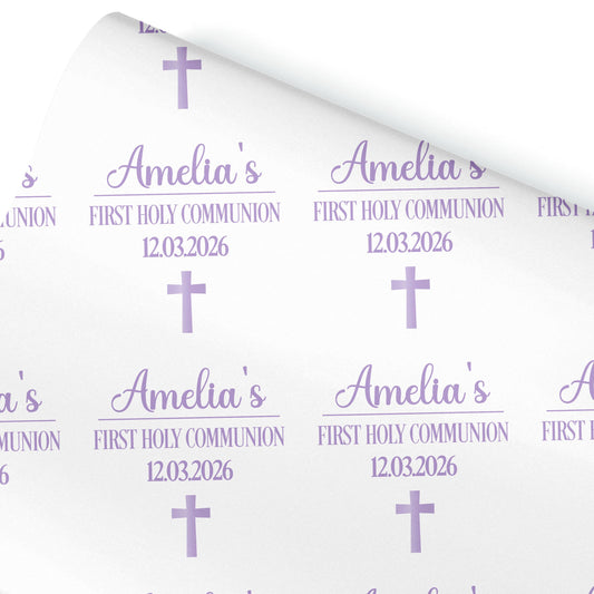 First Holy Communion Wrapping Paper – Personalised with Name & Date