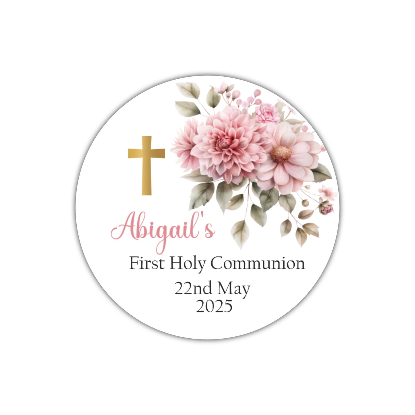Personalised First Holy Communion Stickers, Party Bag Stickers, Sweet Cone Bags, Christening, Baptism