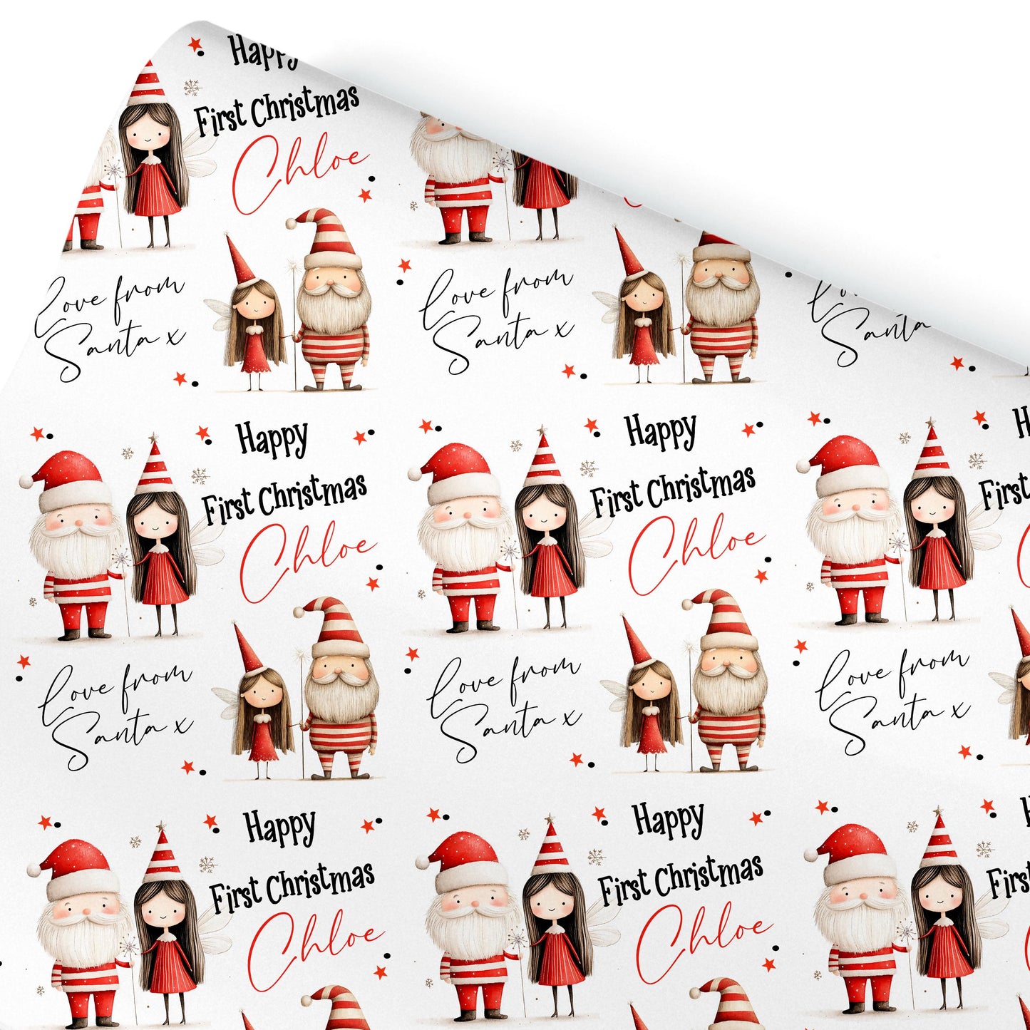 Personalised Santa Gift Wrap | Personalised Christmas Wrapping Paper | Personalised Gift Wrap | Fun Gift Wrap | Santa Claus Fairy